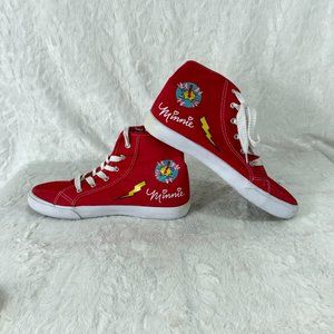 Disney Youth Minnie Mouse Red High Top Lace Up Zip Up Graphic Canvas Sneakers 5